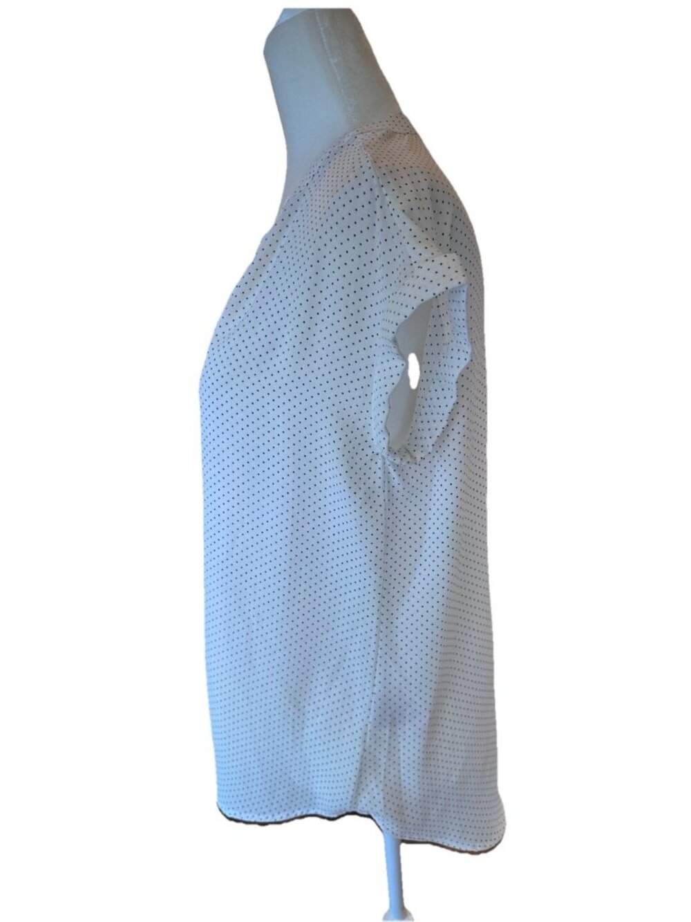 Philosophy White Black Polka Dot Short Sleeve Top Sz Small